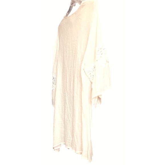 LADY NOIE 3/4 BELL SLV PULL-OVER CREW PART LACE BLOUSE, WOMENS, 2XL, CREAM/IVORY - Picture 6 of 10